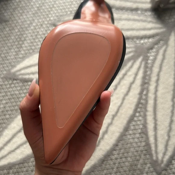 Amina Muaddi Classic Black Pointed Toe Pumps - Picture 4 of 5